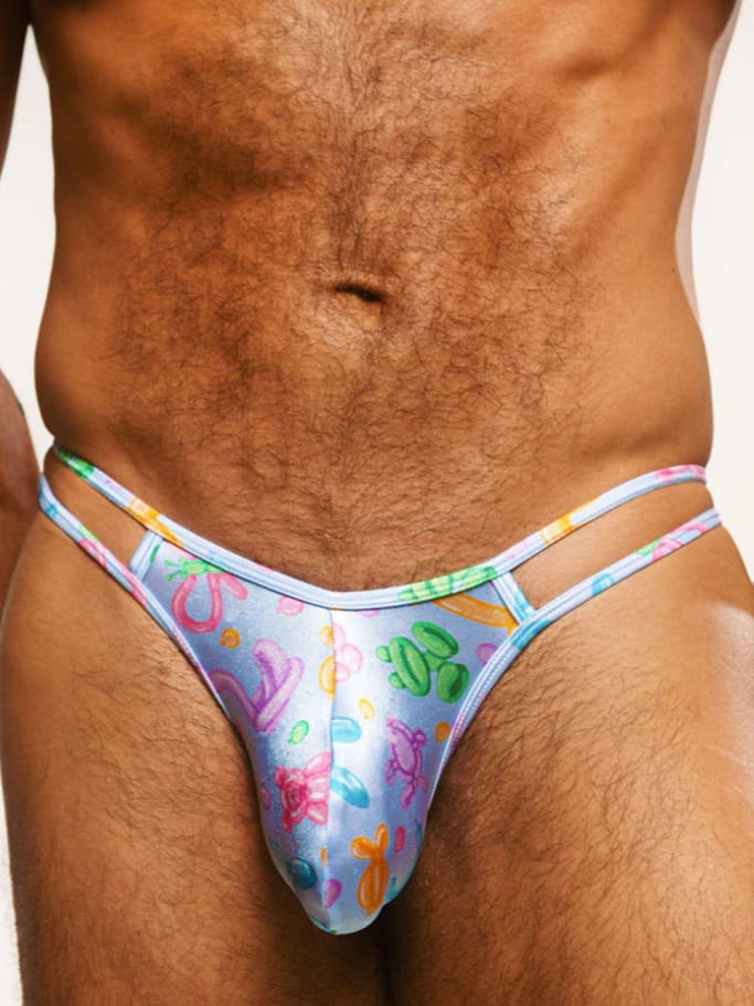 Men's Luxe Satin Double Strap Thong Underwear